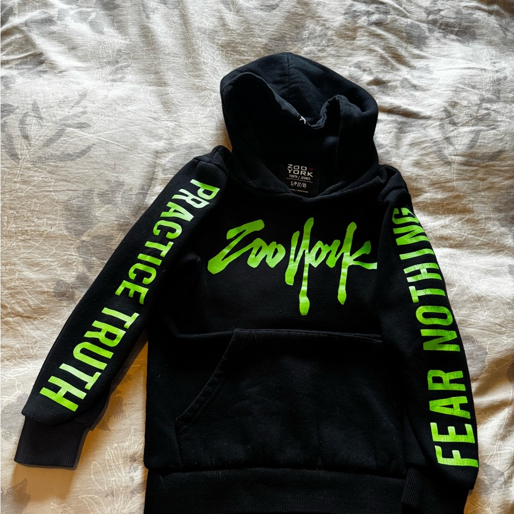 Zoo York Black Hoodie with Neon Green Text